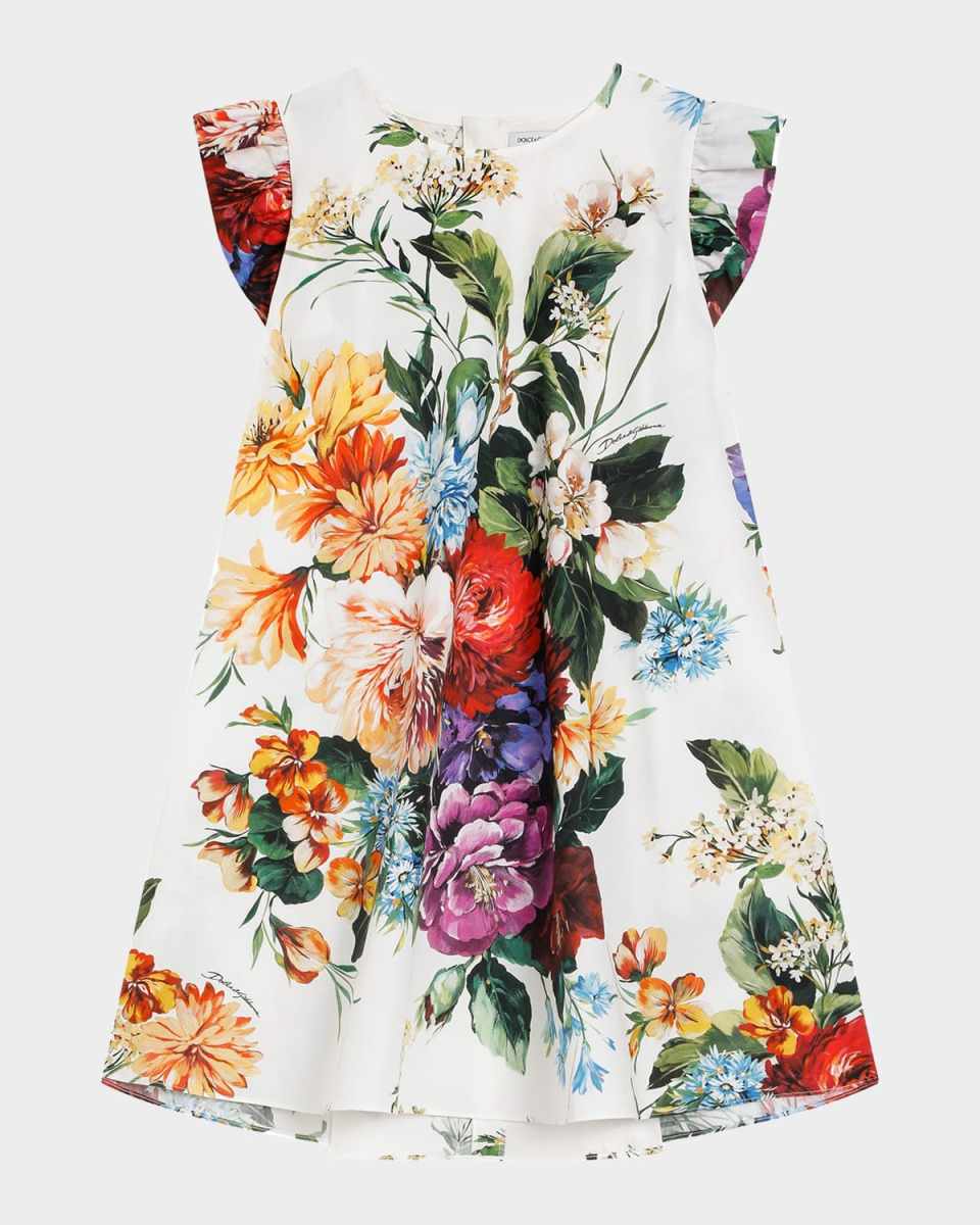 Girl's Multicolor Floral-Print A-Line Dress, Size 8-